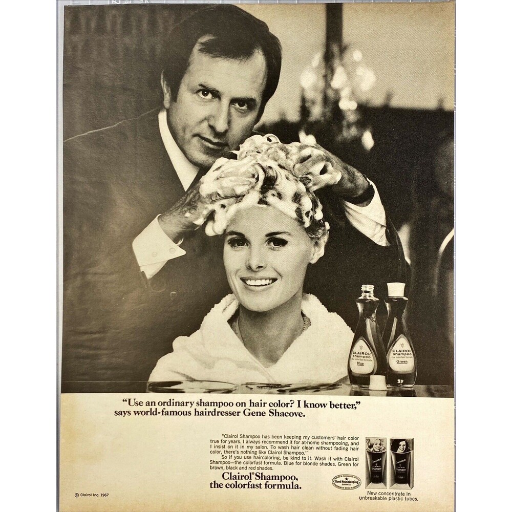 Clairol Shampoo "The Colorfast Formula" Vintage Print Ad 1967